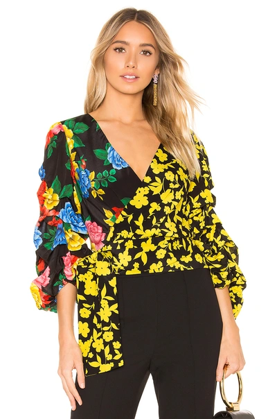 Shop Alice And Olivia Dominica Wrap Top In Black
