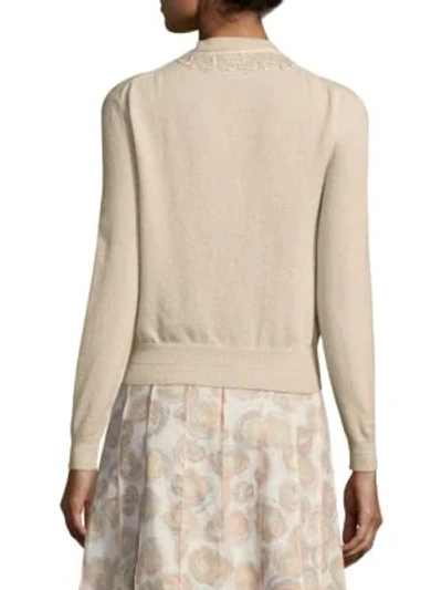Shop Marc Jacobs Embellished Wool & Cashmere Cardigan In Oatmeal