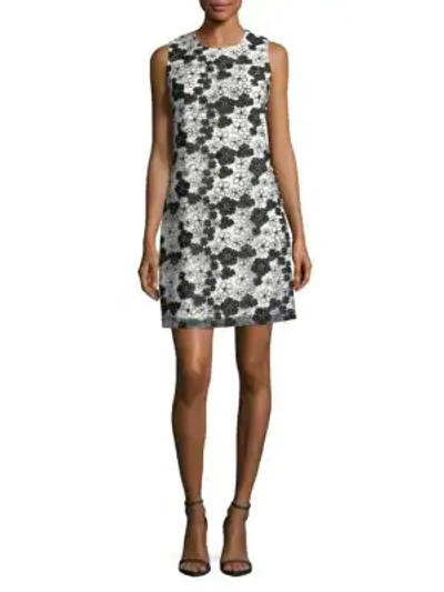 Shop Karl Lagerfeld 3d Floral Sheath Dress In Black White