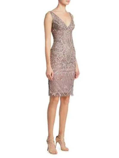 Shop Theia Sleeveless Cocktail Dress In Rose Silver