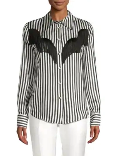 Shop Marc Jacobs Striped Long-sleeve Shirt In White Black
