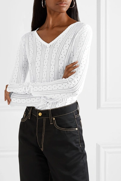 Shop Marc Jacobs Pointelle-knit Top In White