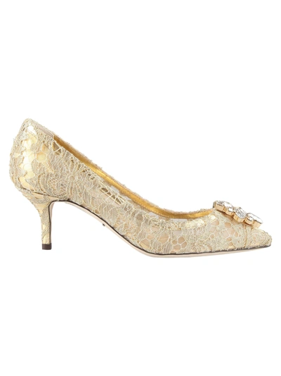 Shop Dolce & Gabbana High-heeled Shoe In Lurex Oro