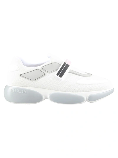 Shop Prada Sneakers In Bianco+argento