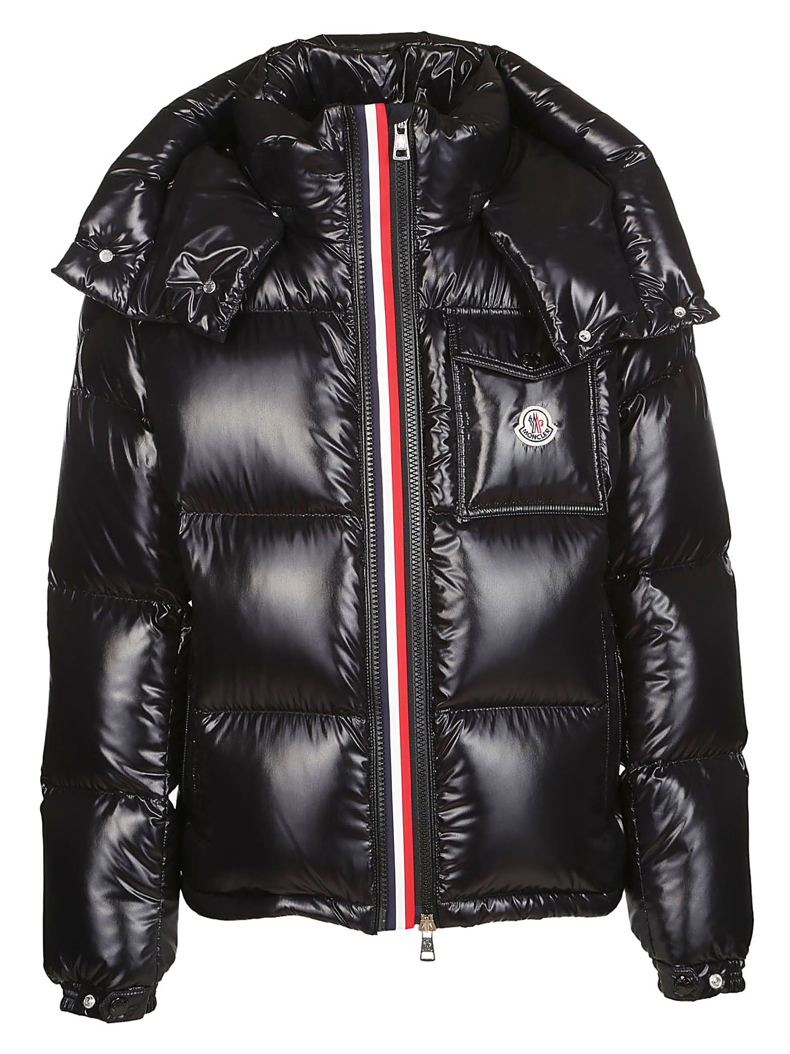 Moncler Striped Trim Padded Jacket In Black | ModeSens