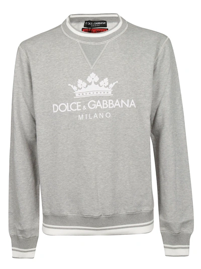 Shop Dolce & Gabbana Cuffs Stamped Sweatshirt In Smelange Grigio