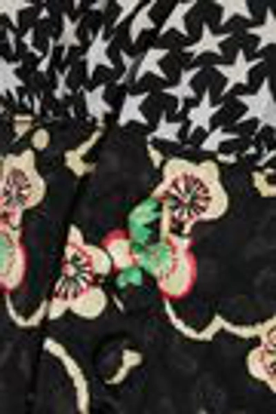 Shop Rixo London Rixo Woman Leah Printed Silk-crepe And Jacquard Jumpsuit Black