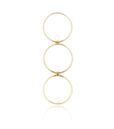 Shop Anissa Kermiche Triple Rondeur Perlée 14kt Gold And Pearl Single Earring
