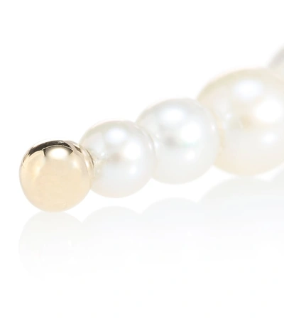 Shop Anissa Kermiche Corne De Gazelle 14kt Gold Pearl And Diamond Single Earring In White