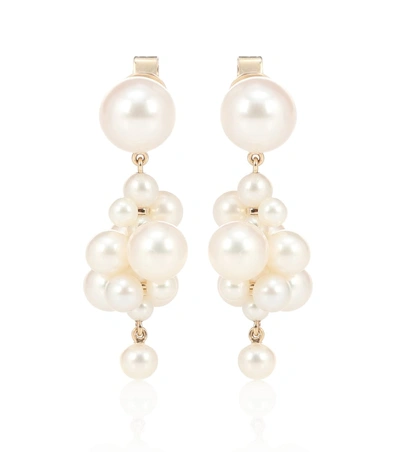 Shop Sophie Bille Brahe Botticelli 14kt Gold Earrings With Pearls