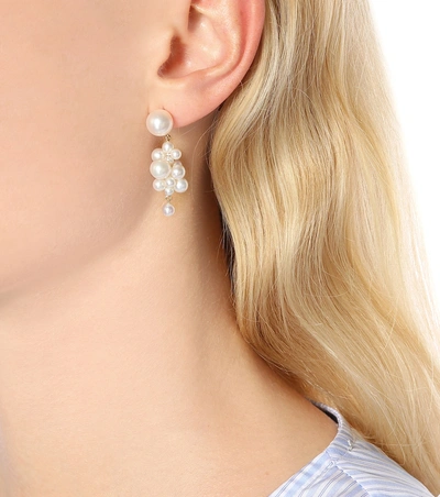 Shop Sophie Bille Brahe Botticelli 14kt Gold Earrings With Pearls