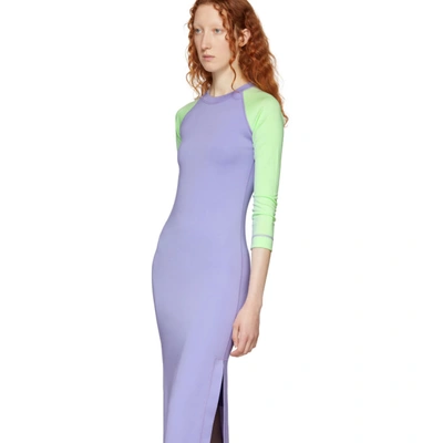 Shop Marc Jacobs Purple And Green Redux Grunge Color Block Dress In 532 Lavende