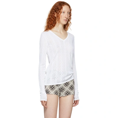 Shop Marc Jacobs White Redux Grunge Open V-neck Sweater