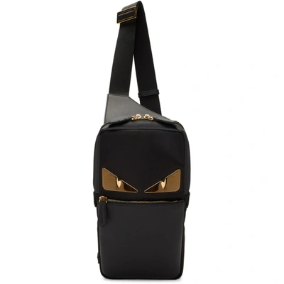 Shop Fendi Black Bag Bugs Golden Messenger Bag In F0kur Black