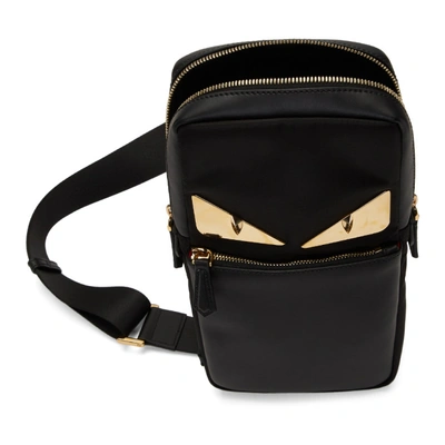 Shop Fendi Black Bag Bugs Golden Messenger Bag In F0kur Black
