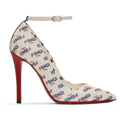 Fendi X Fila Mania Logo Ankle Strap Pump In White | ModeSens