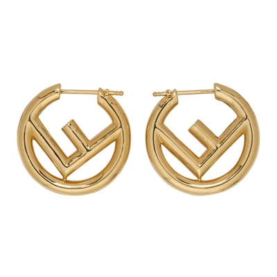 Shop Fendi Gold Small F Is  Hoop Earrings In F0cfk Gold
