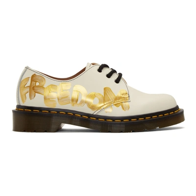 Shop Comme Des Garçons Comme Des Garçons Comme Des Garcons Comme Des Garcons White Dr. Martens Edition Painted 1461 Derbys In 2 White