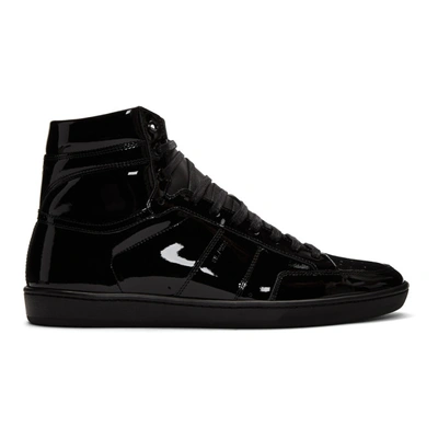 Shop Saint Laurent Black Patent Court Classic Sl/10h High-top Sneakers