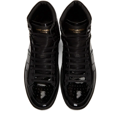 Shop Saint Laurent Black Patent Court Classic Sl/10h High-top Sneakers