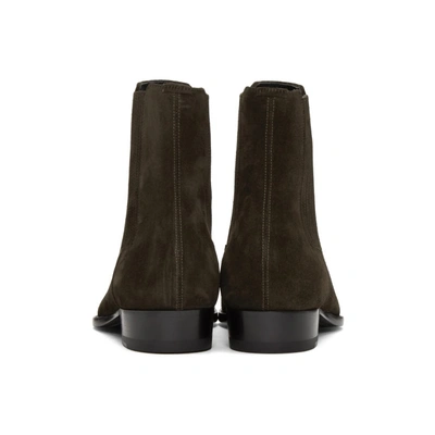 Shop Saint Laurent Green Suede Wyatt Chelsea Boots In 2406 Green