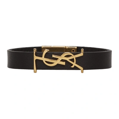 Shop Saint Laurent Black Monogramme Bracelet In 1000 Black