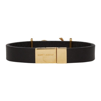 Shop Saint Laurent Black Monogramme Bracelet In 1000 Black