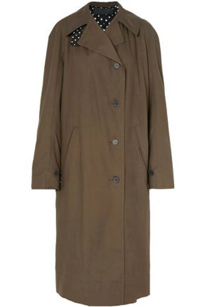 Shop Haider Ackermann Woman Oversized Cotton-gabardine Trench Coat Army Green