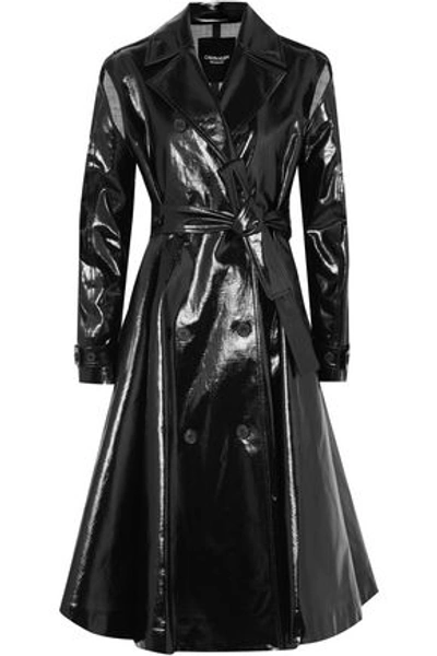 Shop Calvin Klein 205w39nyc Woman Double-breasted Coated Cotton-blend Trench Coat Black