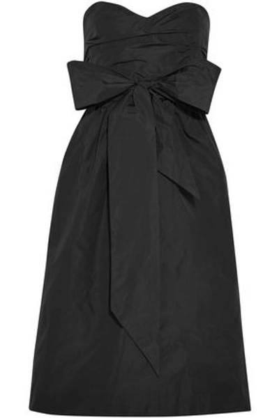 Shop Alexa Chung Alexachung Woman Strapless Bow-embellished Taffeta Dress Black