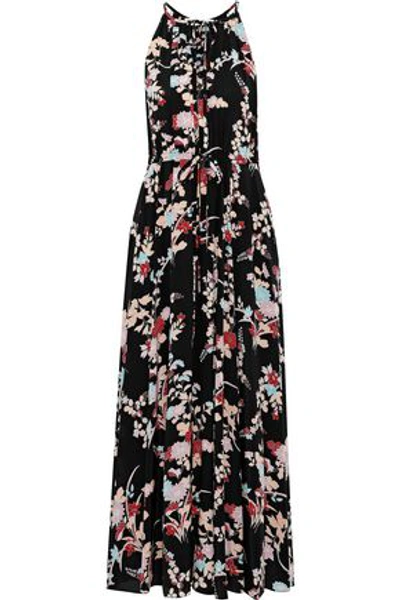 Shop Diane Von Furstenberg Floral-print Silk Crepe De Chine Maxi Dress In Black