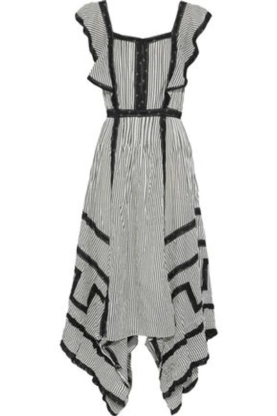 Shop Love Sam Woman Ruffled Striped Cotton-blend Maxi Dress Ivory