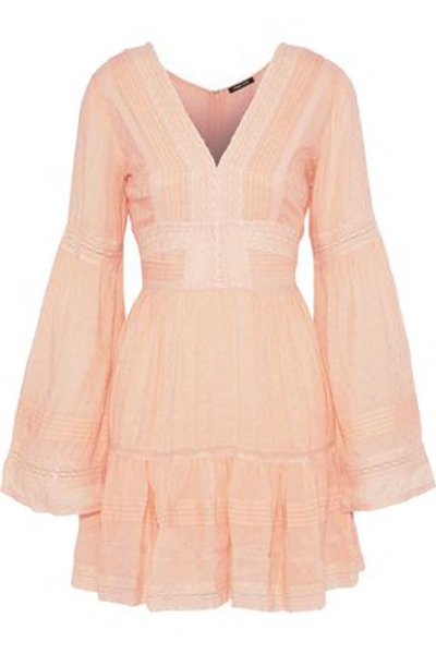 Shop Love Sam Pleated Modal-blend Jacquard Mini Dress In Pastel Pink
