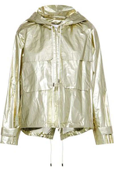 Shop Derek Lam 10 Crosby Woman Metallic Shell Hooded Jacket Gold