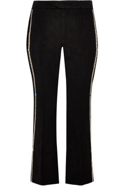 Shop Isabel Marant Woman Philea Crystal-embellished Felt Slim-leg Pants Black