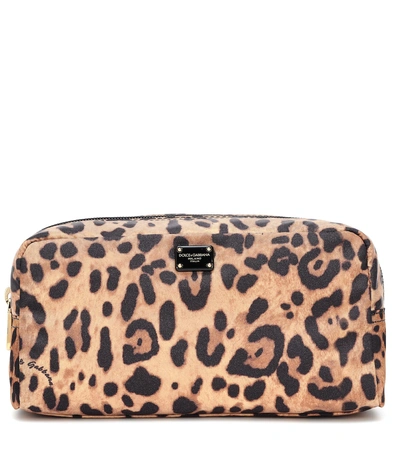 Shop Dolce & Gabbana Leopard Print Cosmetics Case In Brown