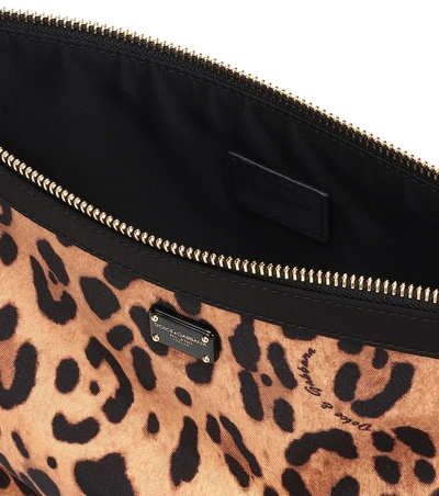 Shop Dolce & Gabbana Leopard Print Cosmetics Bag In Brown