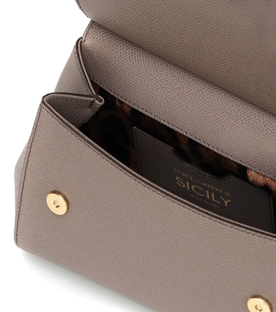 Dolce & Gabbana Sicily Small Leather Shoulder Bag Brown