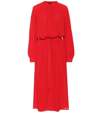 Shop Joseph Nolan Silk Geogette Midi Dress In Red