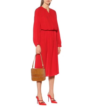Shop Joseph Nolan Silk Geogette Midi Dress In Red