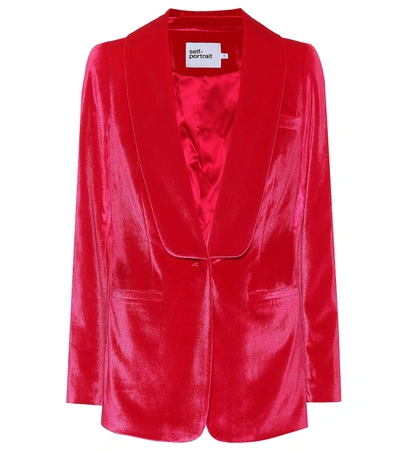 Shop Self-portrait Velvet Blazer In Pink