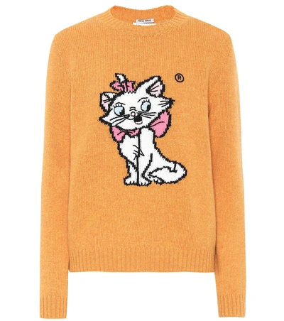 Shop Miu Miu X Disney® Intarsia Wool Sweater In Yellow