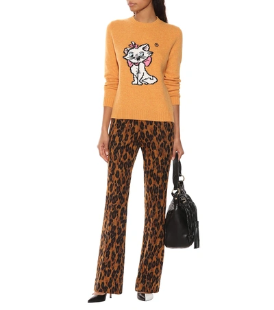 Shop Miu Miu X Disney® Intarsia Wool Sweater In Yellow