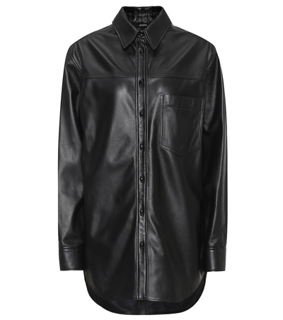 Shop Joseph Gibson Leather Shirt In Black