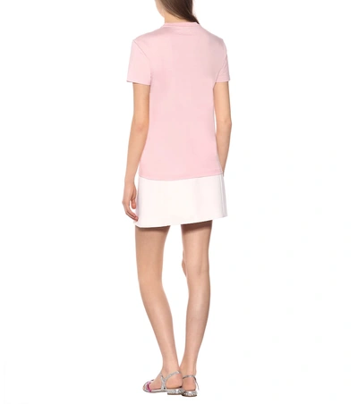 Shop Miu Miu Embellished Cotton T-shirt In Pink