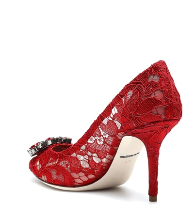Dolce & Gabbana Bellucci Embellished Lace Pumps In Red