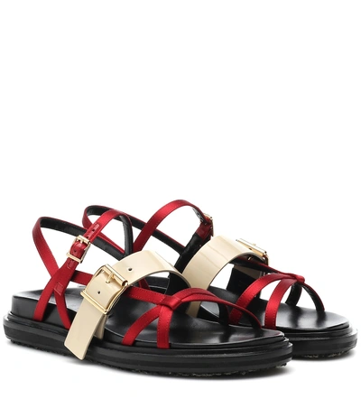 Shop Marni Leather-trimmed Sandals In Multicoloured