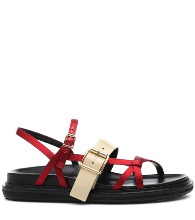 Shop Marni Leather-trimmed Sandals In Multicoloured