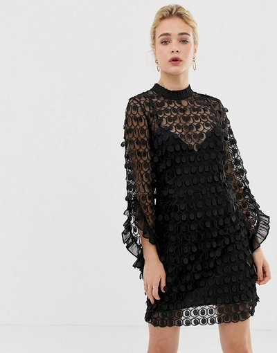 Shop Talulah Mellifluous Sheer Spotted Ruffle Dress - Black
