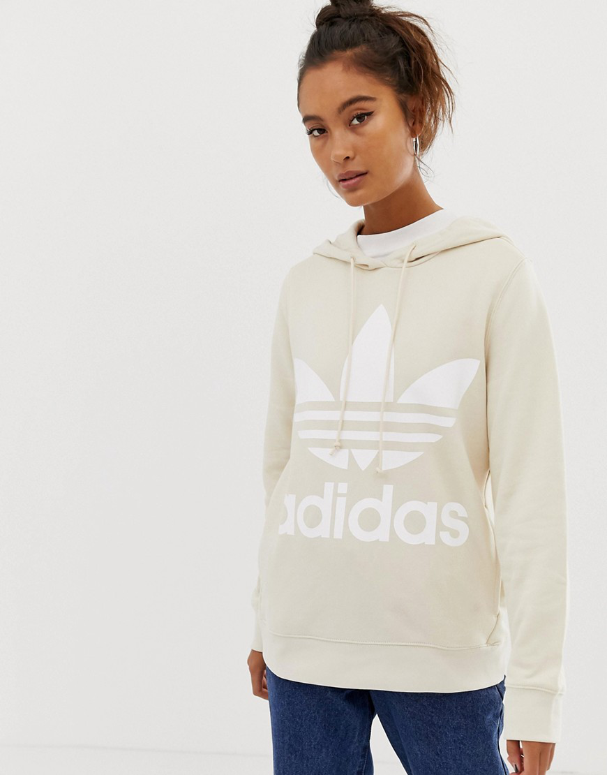 adidas trefoil hoodie beige